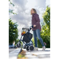 3 Rad Rollator Actimo Delta mit Drahtkorb und Stofftasche, faltbar