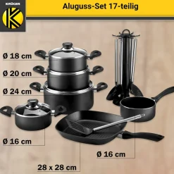 Aluguss-Topfset, 17-teilig schwarz