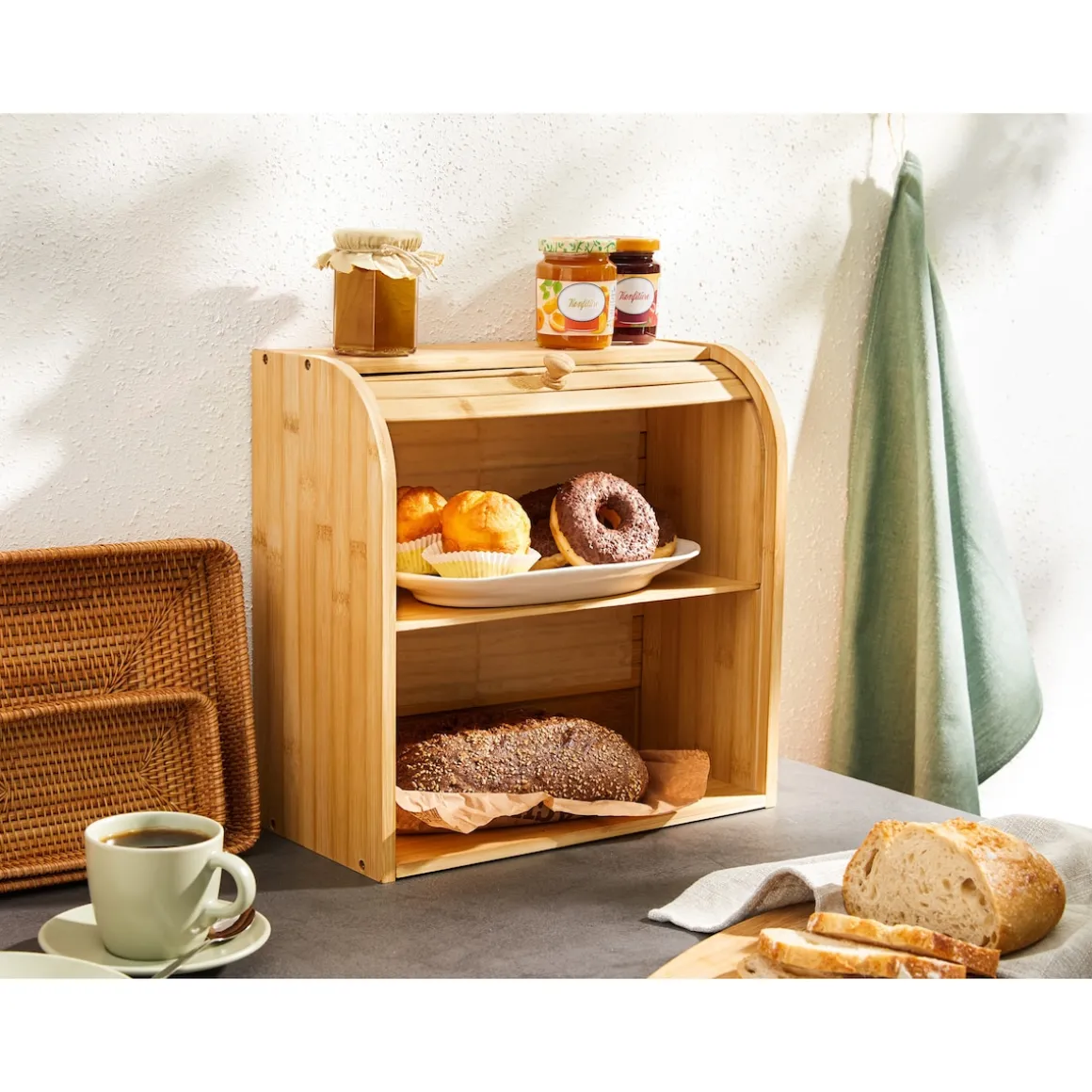 Bambus-Rollladen-Regal
