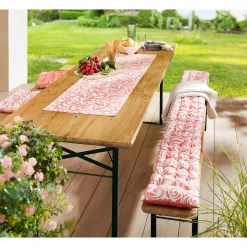 Bierzeltgarnitur, Auflagen und Läufer "Nizza", 3-teilig