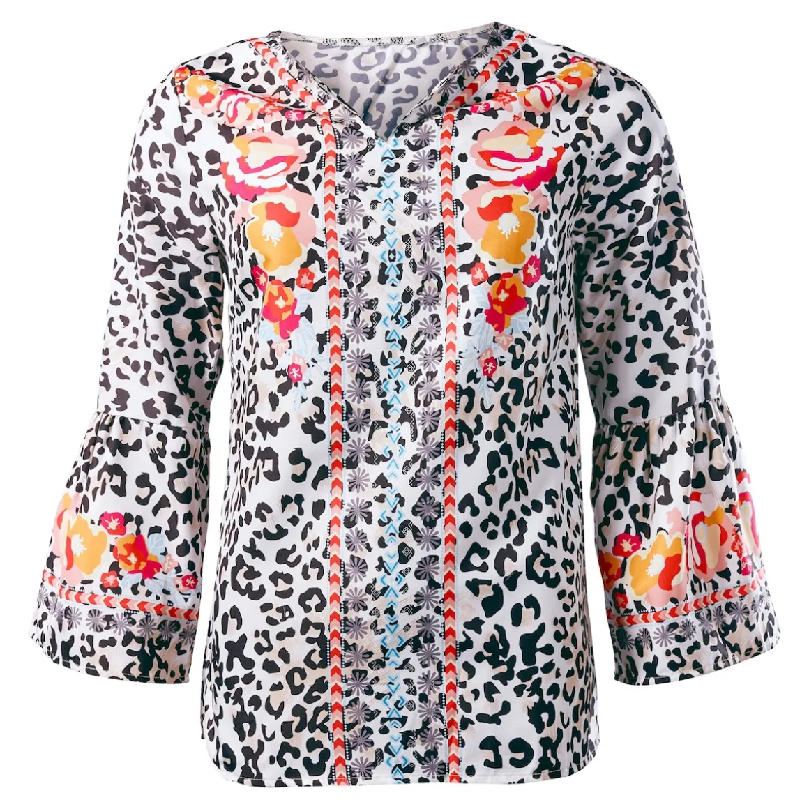 Bluse "Romantik" schwarz/weiß