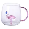3D Glas-Tasse, 350 ml Flamingo