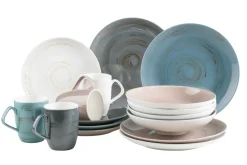 Derby Geschirr-Set, Porzellan 4 x Speisteller, 4 x Dessertteller, 4 x Kaffeebecher, 4 x Müslischale