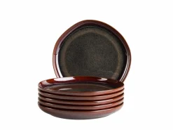 Dessertteller Set, Steinzeug Cordelia Braun