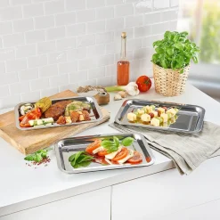 Edelstahl-Wannen-Set, 3 Stück