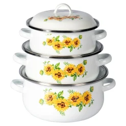 Emaille-Topfset "Sonnenblume", 6-teilig