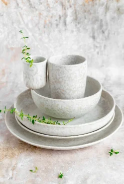 Espressobecher-Set, Steinzeug Alpenwiese Beere / Creme