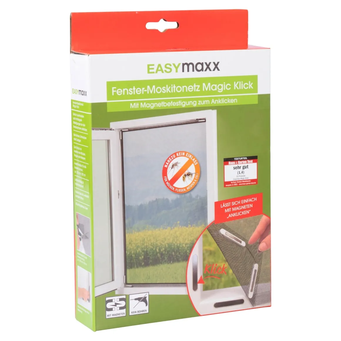 Fenster-Insektennetz "Magic Klick" mit Magnetbefestigung, 150x130 cm, zuschneidbar