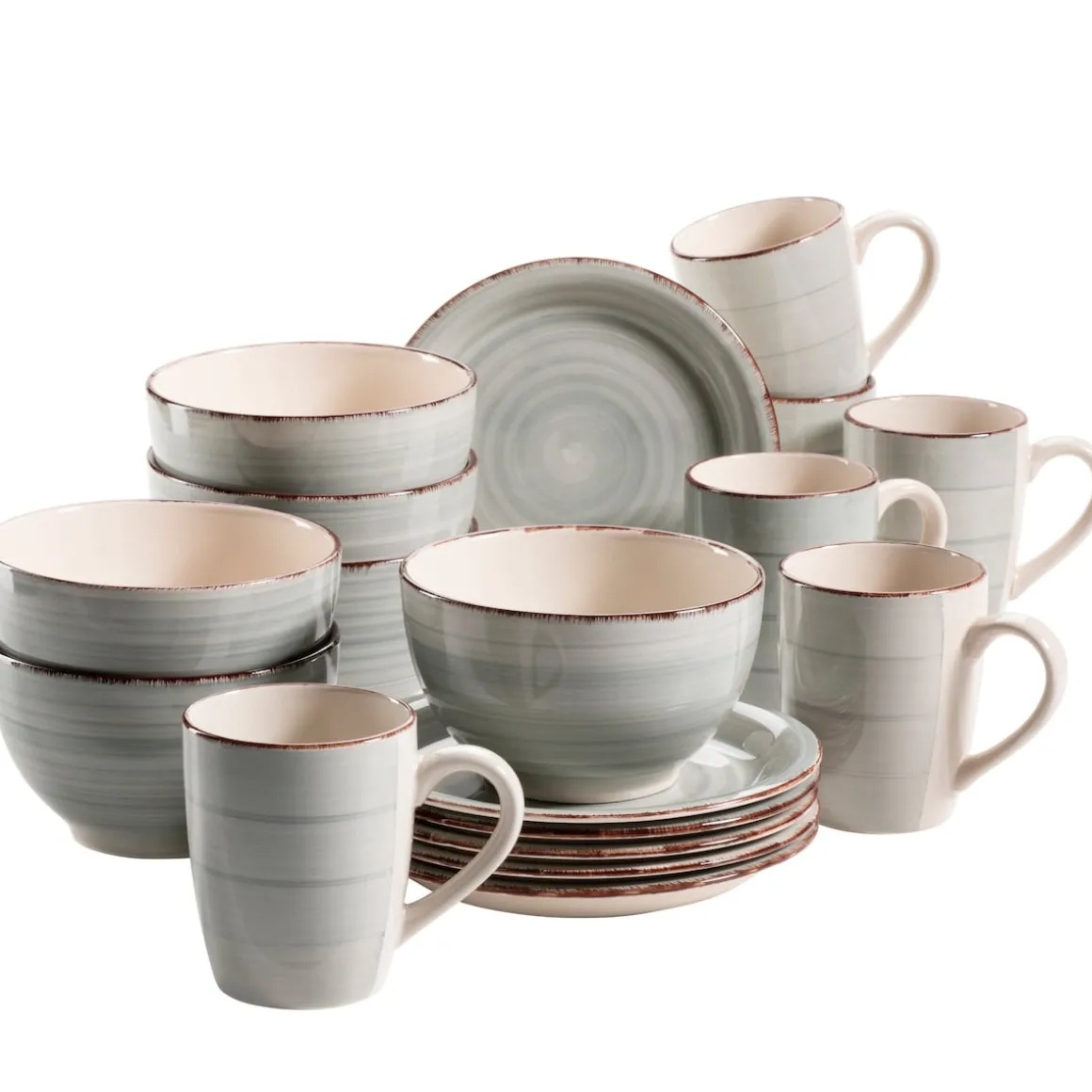 Frühstücksgeschirr, Steingut Lumaca Rauchblau