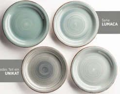 Frühstücksgeschirr, Steingut Lumaca Rauchblau