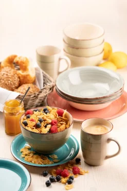 Frühstücksgeschirr, Steingut Lumaca Rauchblau