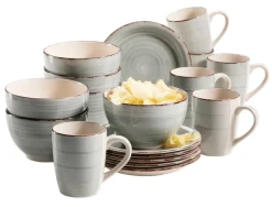 Frühstücksgeschirr, Steingut Lumaca Rauchblau