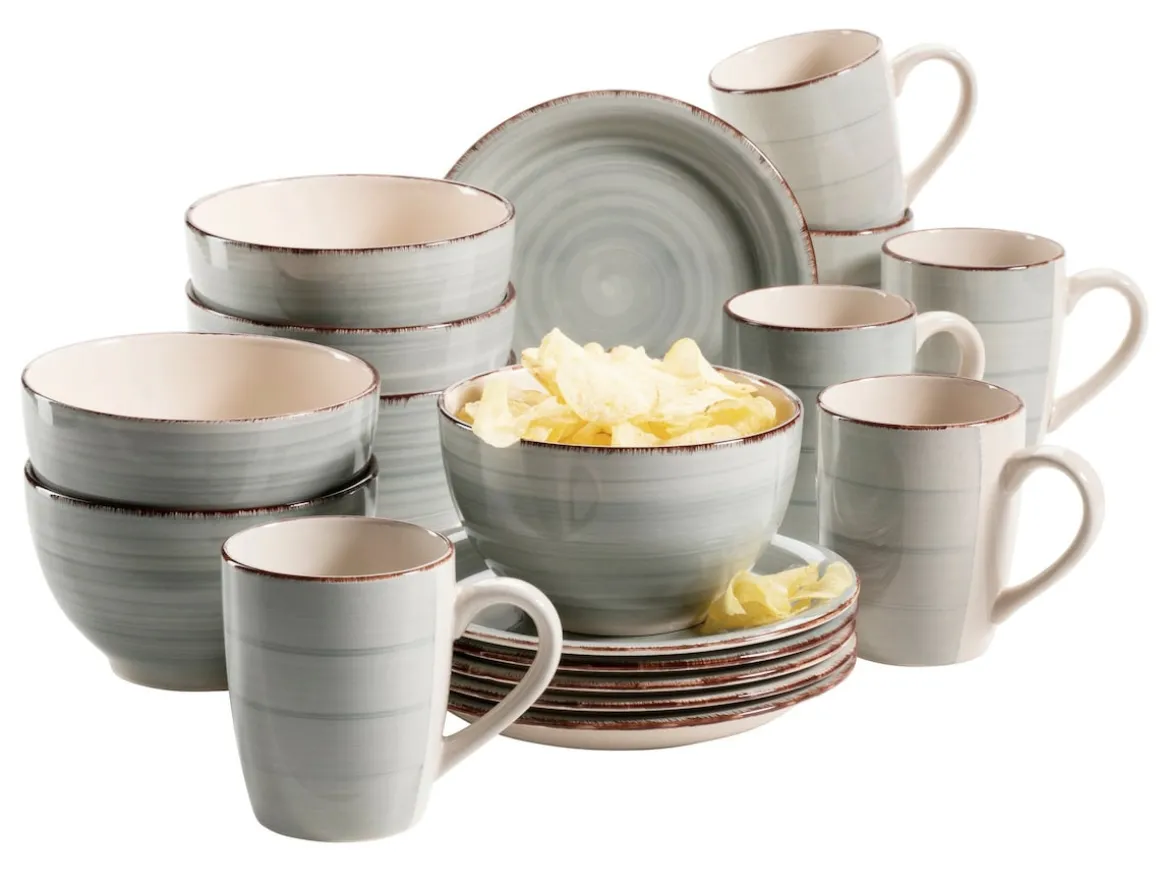 Frühstücksgeschirr, Steingut Lumaca Rauchblau