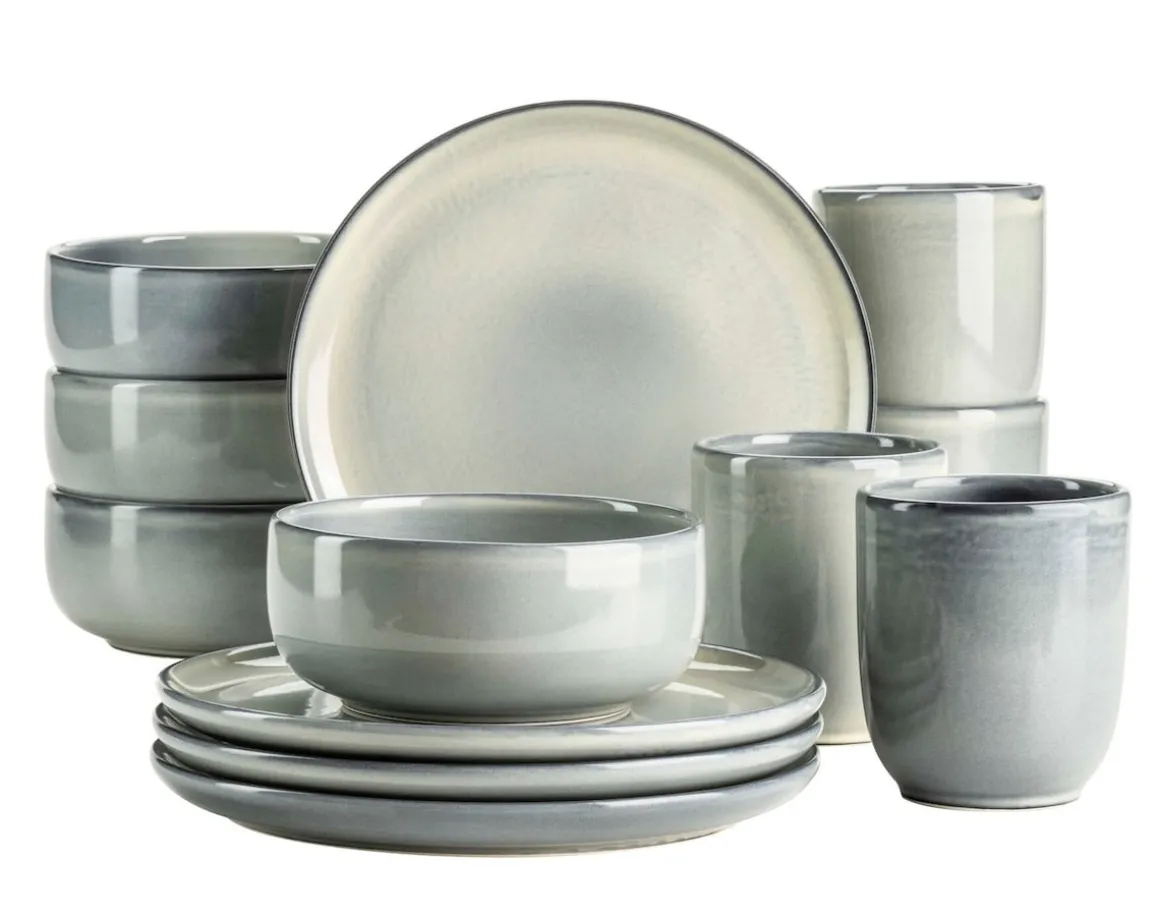 Frühstücksset, Steinzeug Livio Grün