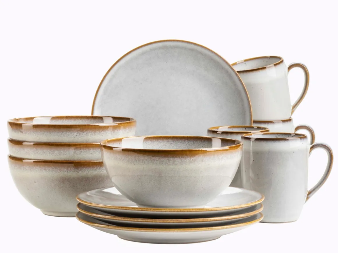 Frühstücksset, Steinzeug Smoky's Weiß