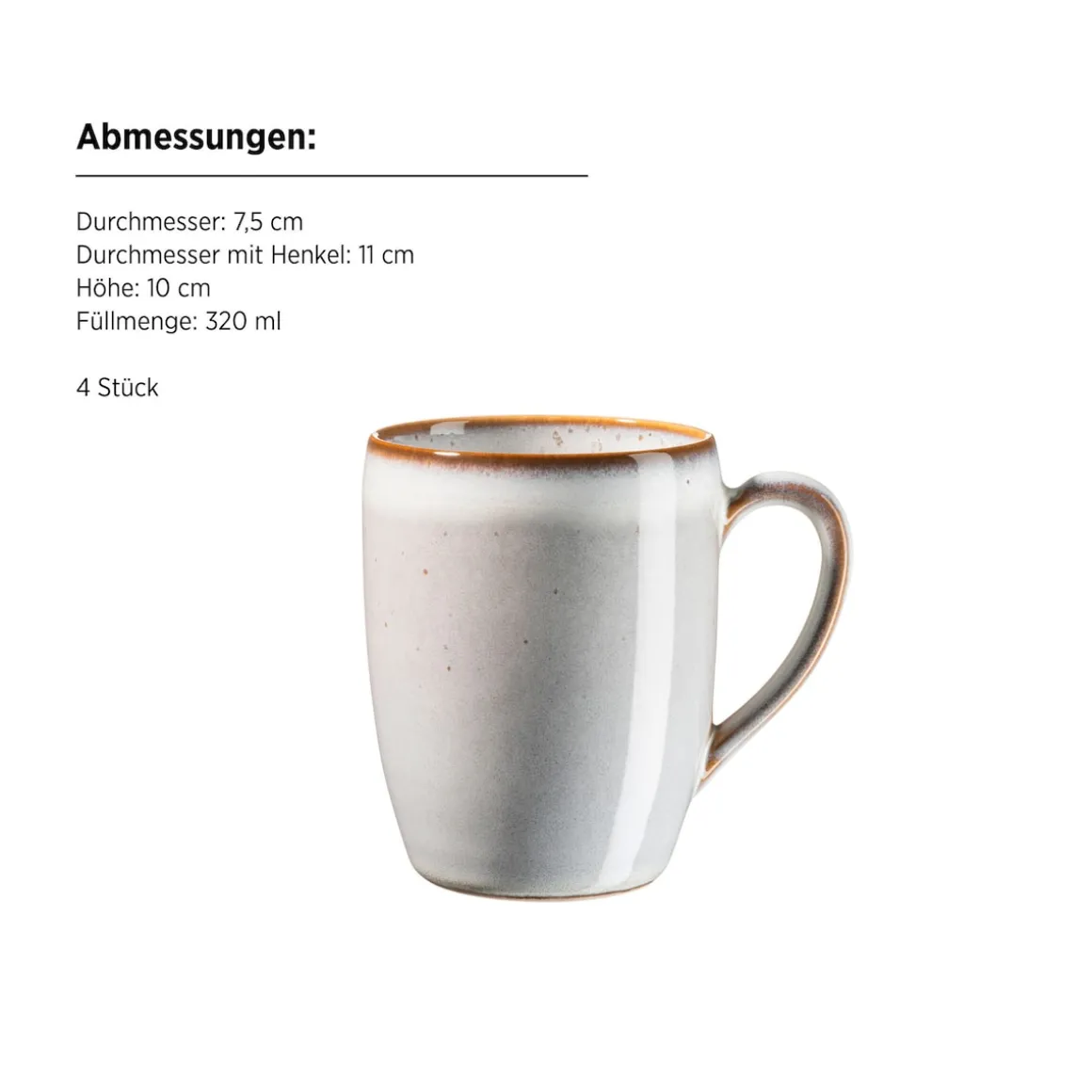 Frühstücksset, Steinzeug Smoky's Weiß