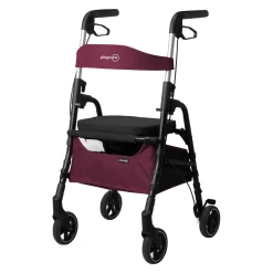 Gehhilfe W04 mit Sitztasche, klappbar dunkelrot