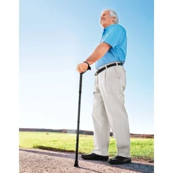 Gehstock mit Derbygriff, faltbar, höhenverstellbar schwarz