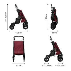 Gehwagen, Shopping Trolley R05 mit Tasche und Sitz dunkelrot