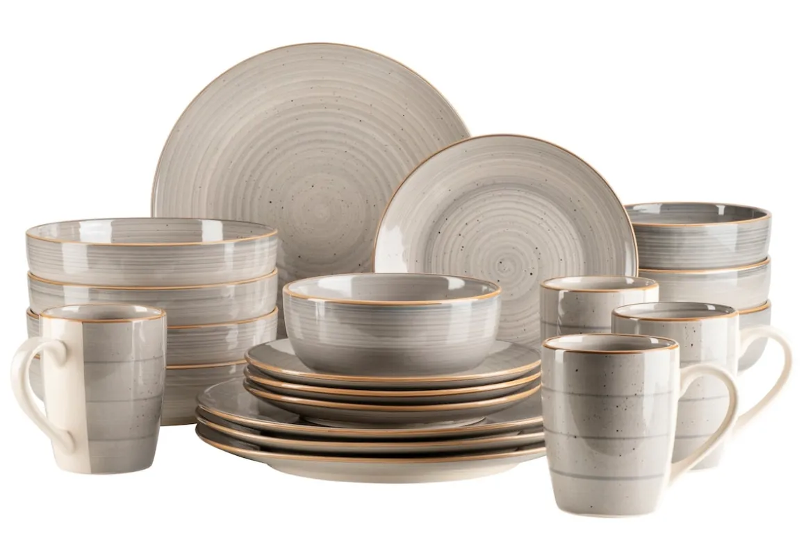 Geschirr Set, Steinzeug Valmera Hellgrau