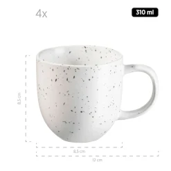 Geschirr-Set, Keramik Andoro 4 x Speisteller, 4 x Dessertteller, 4 x Kaffeebecher, 4 x Müslischale