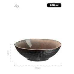 Geschirr-Set, Keramik Niara Organic 4 x Speisteller, 4 x Dessertteller, 4 x Kaffeebecher, 4 x Müslischale