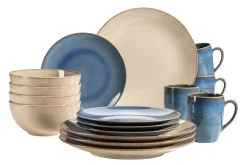 Geschirr-Set, Keramik Ossia Sand, Hellblau