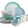 Geschirr-Set, Porzellan Kitchen Time II Rosa, Blau, Grün, Beige