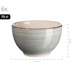 Geschirr-Set, Steingut Lumaca Rauchblau