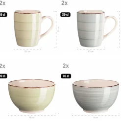 Geschirr-Set, Steingut Lumaca Rauchblau / Olivgrün