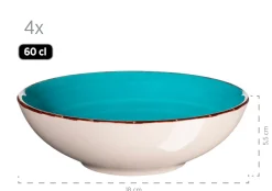 Geschirr-Set, Steingut Lumaca Blau /Hellblau /Rosa/Grün