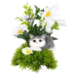 Gesteck „Kätzchen im Blumenbeet“