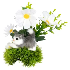 Gesteck „Kätzchen im Blumenbeet“