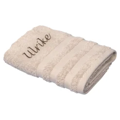 Handtuch personalisiert mit Namen, 50x100 cm, 100% Baumwolle beige