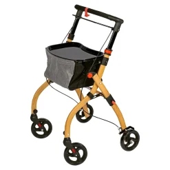 Indoor-Rollator in Holz-Optik mit Tasche und Tablett - AT51040 schwarz/braun
