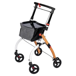 Indoor-Rollator in Holz-Optik mit Tasche und Tablett - AT51040 weiß/braun