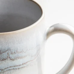 Kaffeebecher-Set, Steinzeug TIEFER SEE Grau / Weiß