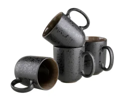 Kaffeebecher-Set, Steinzeug Niara Schwarz / Grau