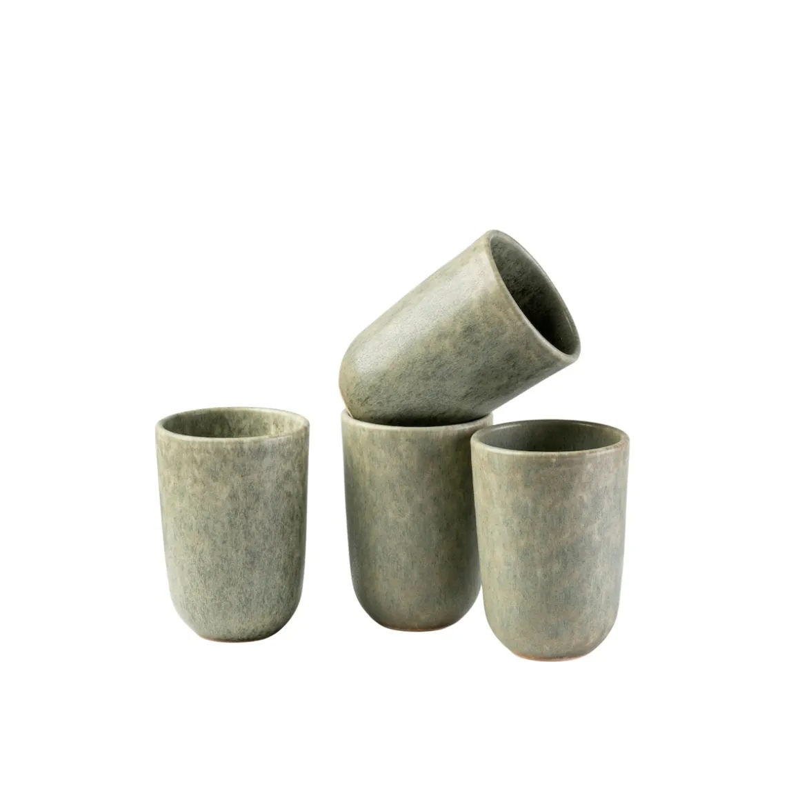 Kaffeebecher-Set, Steinzeug Moos'N'Stein Grün