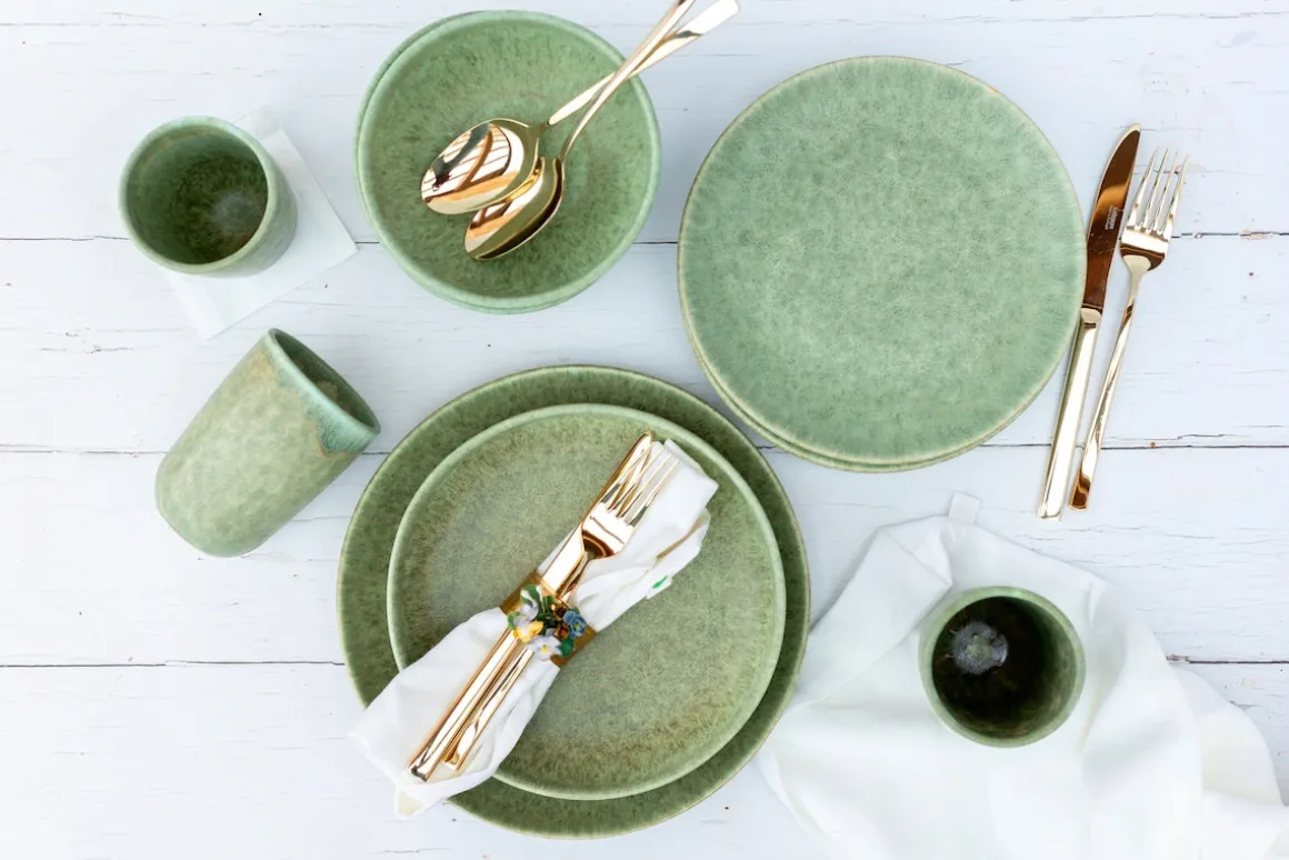 Kaffeebecher-Set, Steinzeug Moos'N'Stein Grün