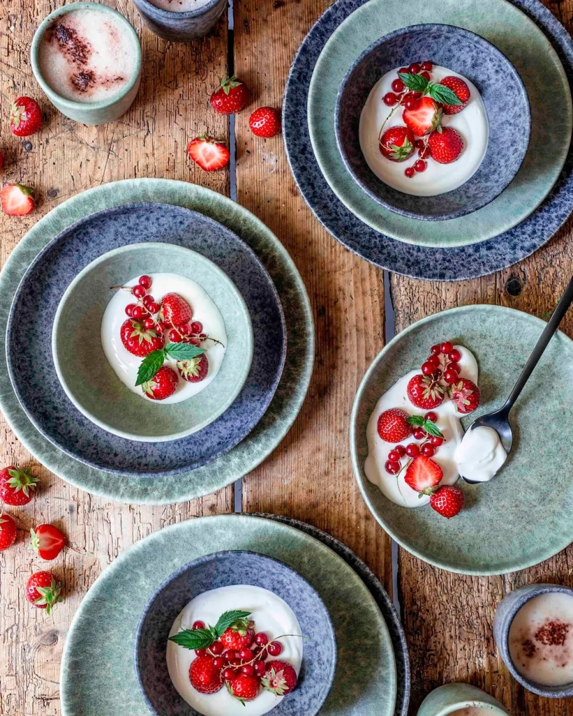 Kaffeebecher-Set, Steinzeug Moos'N'Stein Grün