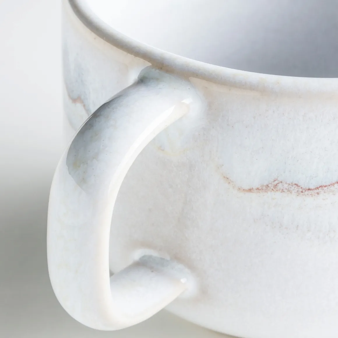 Kaffeeobertassen-Set, Steinzeug TIEFER SEE Grau / Weiß