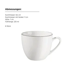 Kaffeeservice, Porzellan Felise Weiß / Schwarz