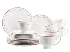 Kaffeeservice, Porzellan Lova Weiß / Rot