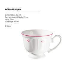 Kaffeeservice, Porzellan Lova Weiß / Rot