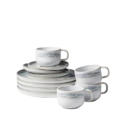 Kaffeeservice, Steinzeug TIEFER SEE Grau / Weiß