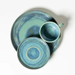 Kaffeeservice, Steinzeug TIEFER SEE Blau / Grün