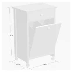 Küchenwagen mit Mülltrennsystem Eiche, grau