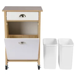 Küchenwagen mit Mülltrennsystem Eiche, weiß