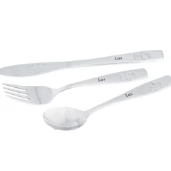 Kinderbesteck personalisiert mit Namen, 3-teilig schlicht graviert